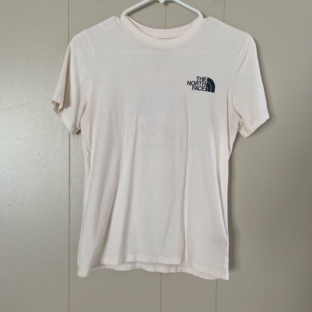 The North Face Women’s T-Shirt XS Cream Short Sleeve Logo Tee Outdoor Basics